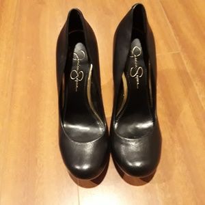 Jessica Simpson Platform Blk Leather Shoes Size 8